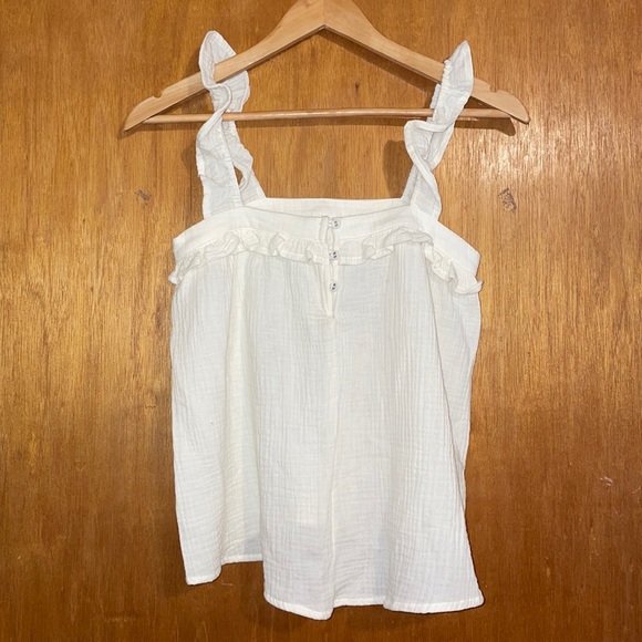 •WONDERLY•NWOT CREAM GAUZE MATERIAL RUFFLE SLEEVE TANK TOP SIZE XS - Picture 8 of 8
